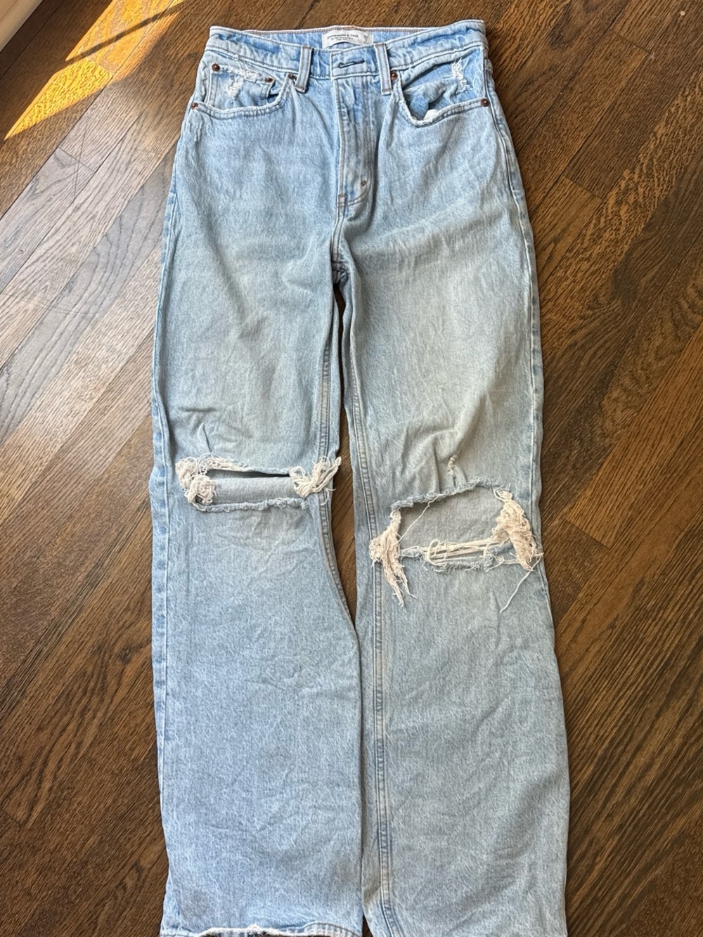 Abercrombie & Fitch Light Blue Wide-Leg Ripped Jeans